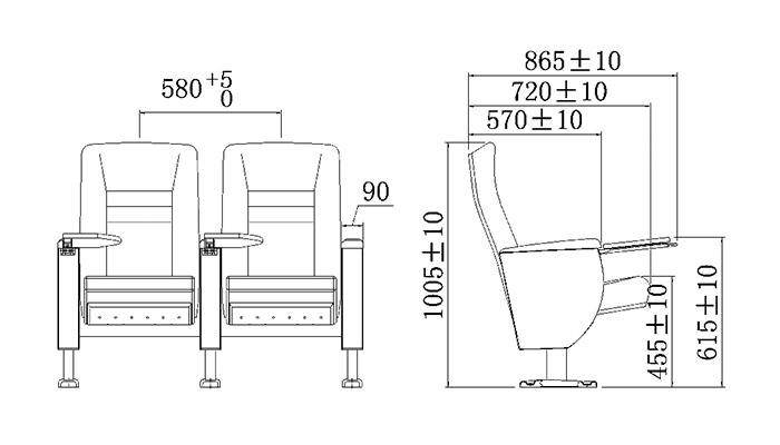 Price wooden hall auditorium seat design with tablet HJ82-1