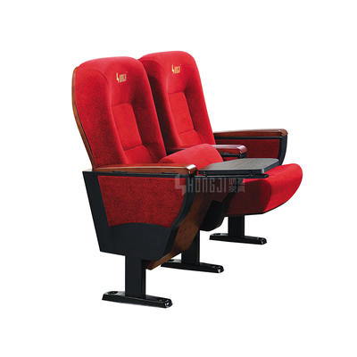 Foldable Upholstered Pads Theater Seating Chair Auditorium With Writing Tablet HJ9105