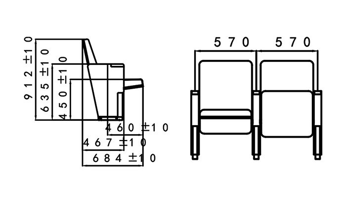 HONGJI newly style two seat theater seating supplier for student