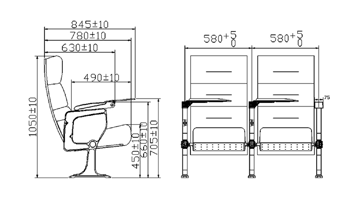 HONGJI outstanding durability 2 seat theater seating factory for sale