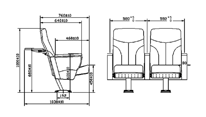 HONGJI 2 seat theater chairs factory for cinema