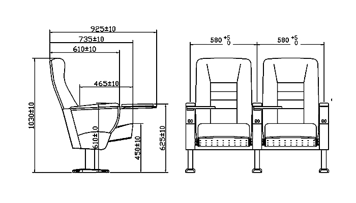 HONGJI excellent theater chair dimensions supplier for cinema