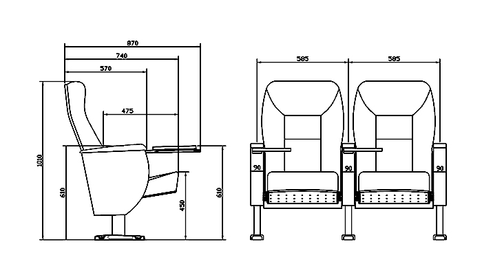 HONGJI outstanding durability real leather theater seating supplier for office furniture