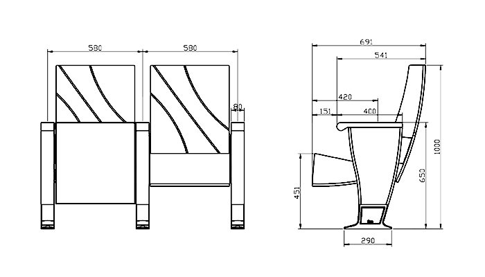 HONGJI high-end 2 seat theater chairs supplier for university classroom