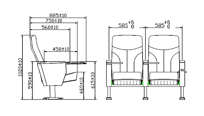 3 seat theater chairs factory for student