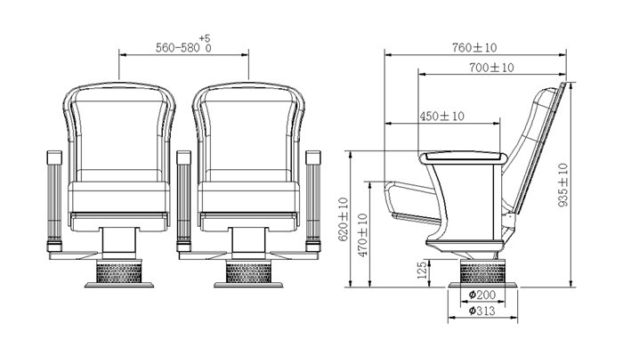 HONGJI lecture hall chairs manufacturer for sale