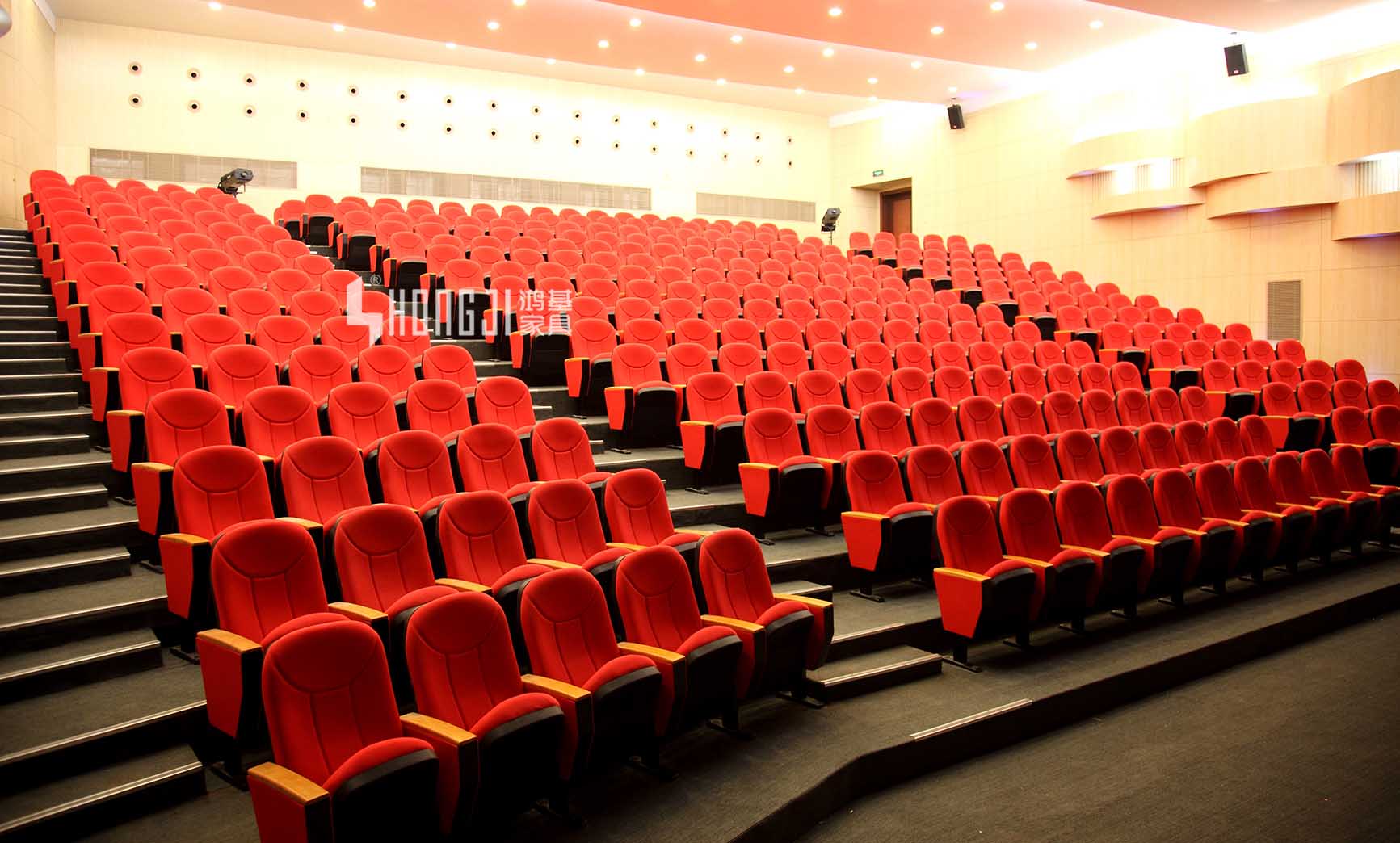 black leather theater seating hj818a classroom HONGJI