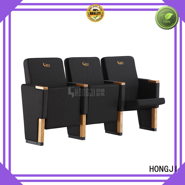 HONGJI newly style black leather theater chairs supplier for office furniture