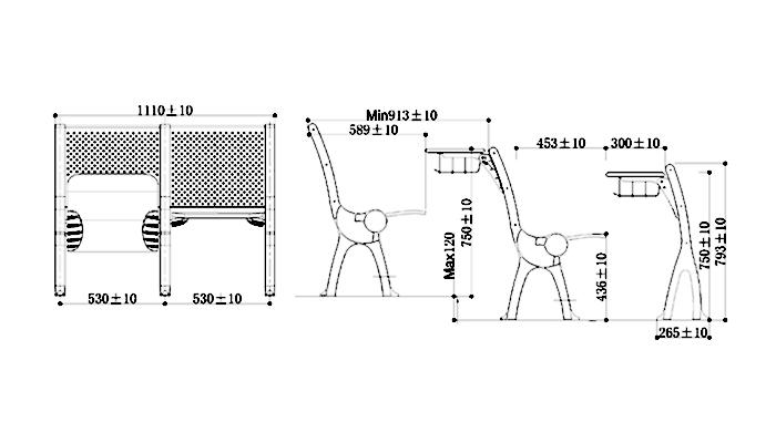 ergonomic study desk and chair tc922c fpr classroom-1