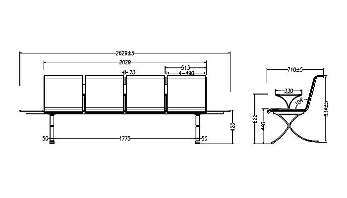 durable in use waiting room bench seating h63a4t fine workmanship for hosiptal-1