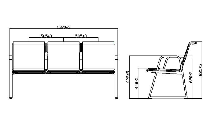 HONGJI European style stainless steel waiting chair for travel terminal-1